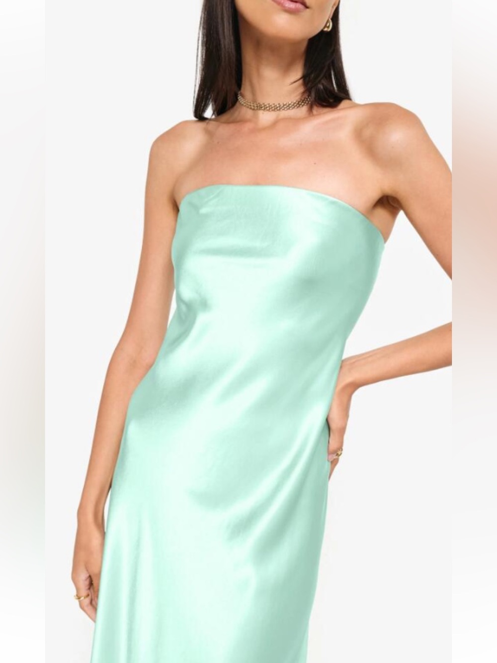 NWT CAMI NYC Noelle Strapless Satin Slip Dress Green Size M